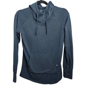 Free Fly Mens Bamboo Fleece Pullover Hoodie Blue Slate Small Raglan Thumbhole